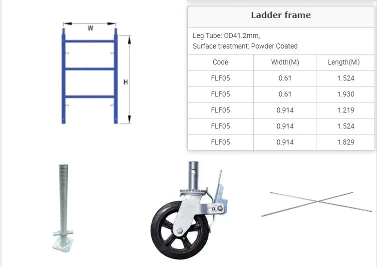 Q235 Galvanized Painted H Frame Ladder Walk Through Scaffolding Andamio for Construction