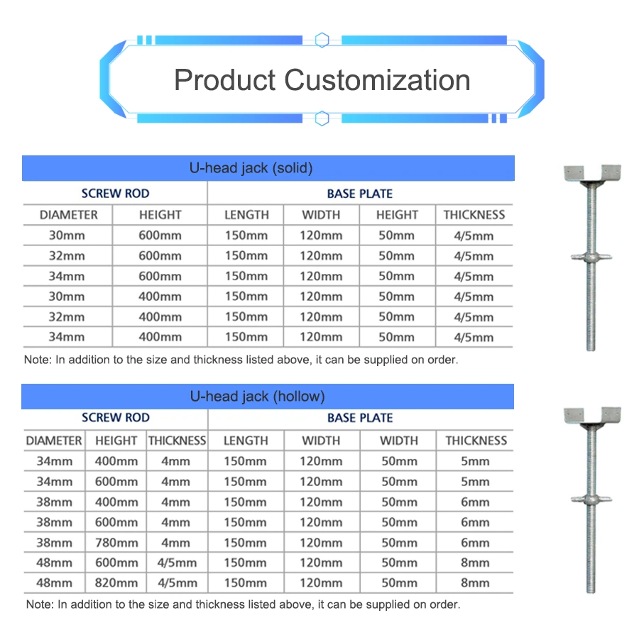 Steel Leveling Jack Screw Base Plate Jack for Scaffolding Construction Frames