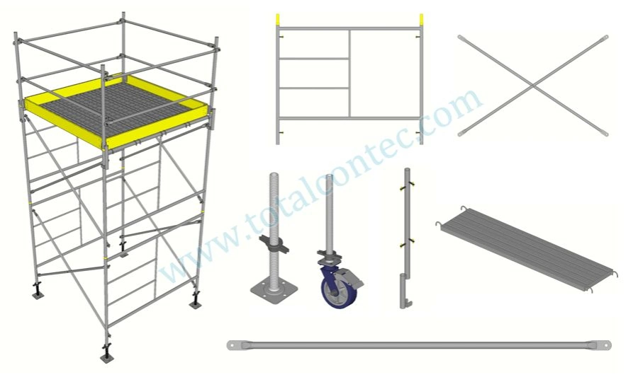 Mobile Double Coupler Load Capacity Frame Steel Scaffolding