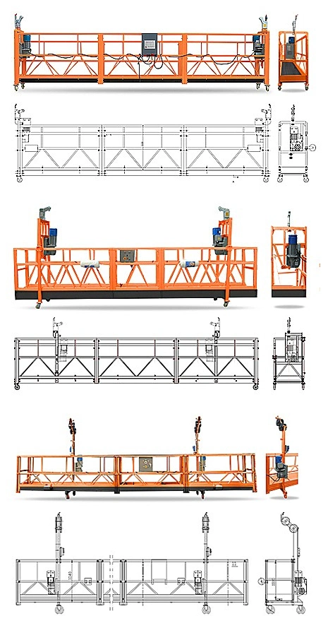 Zlp800 Aluminium Screw Type End Stirrup Powered Suspended Platform