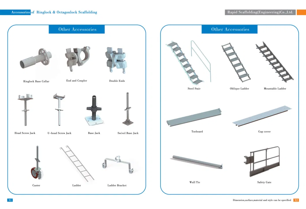 Steel Plank Swing Stage Constuction Frame System Steps Ringlock Coupler Scaffold