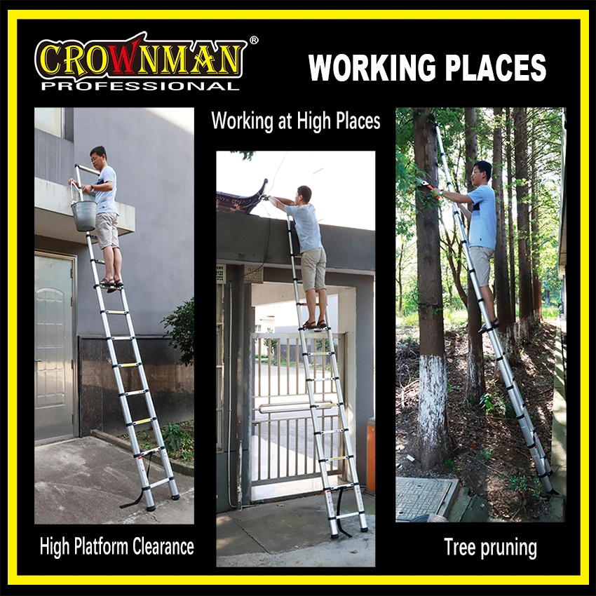 Crownman Decoration Tools, 3.8m 13 Steps Aluminium Alloy Multipurpose Telescopic Foldable Ladder with Joint with CE