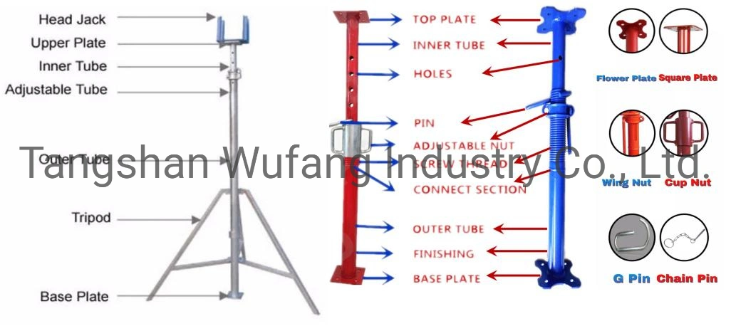 Painted Light Duty Formwork Steel Prop 3 Meters 4 Meters Scaffolding Metal Struts