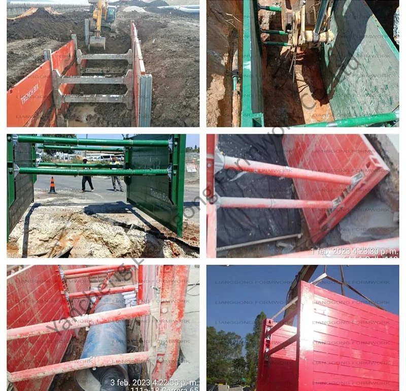 Lianggong Formwork &amp; Scaffolding Manufacture Heavy-Duty Steel Slide Rail Shoring Boxes for Pipelines Construction