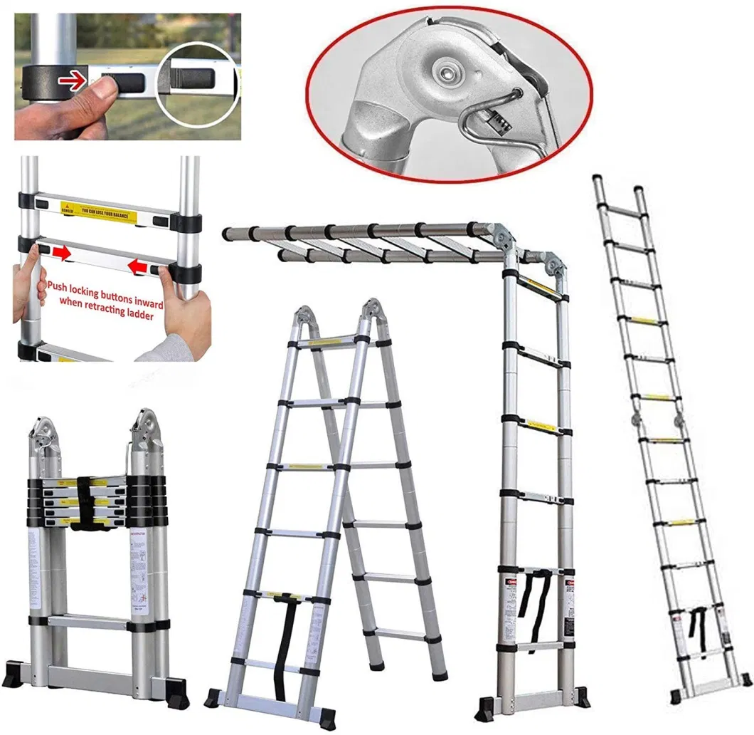 Lidl Aluminium Telescopic Ladder Folding Retractable Stairs Ladder En131