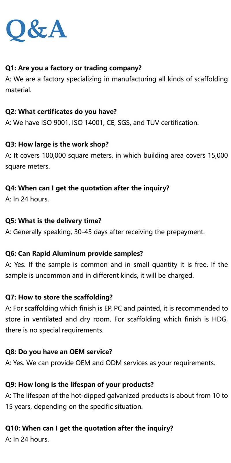 Construction a Frame System Ringlock Aluminum Scaffolding Price