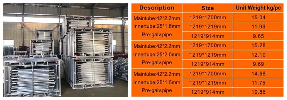 Steel Doors Scaffolding 1219X1700, 1930X1219mm, 1219X914mm Building Material 1219mm Frame