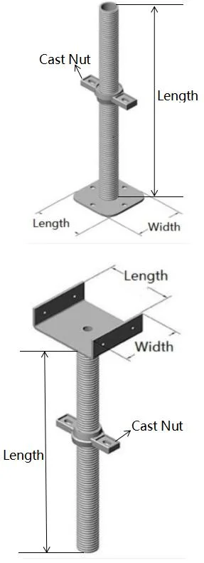 Scaffolding Adjustable Steel Hollow Jack Base U Head Jack