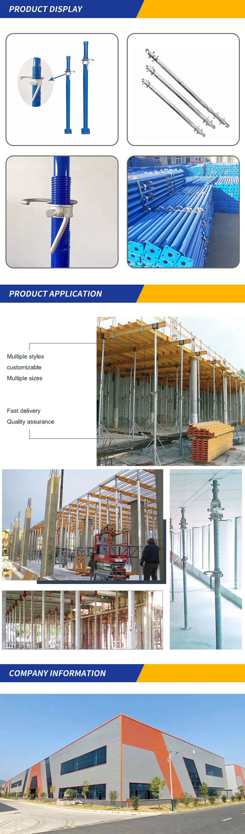 Hot Selling Formwork Scaffolding Steel Shoring Prop Adjustable Telescopic Steel Support