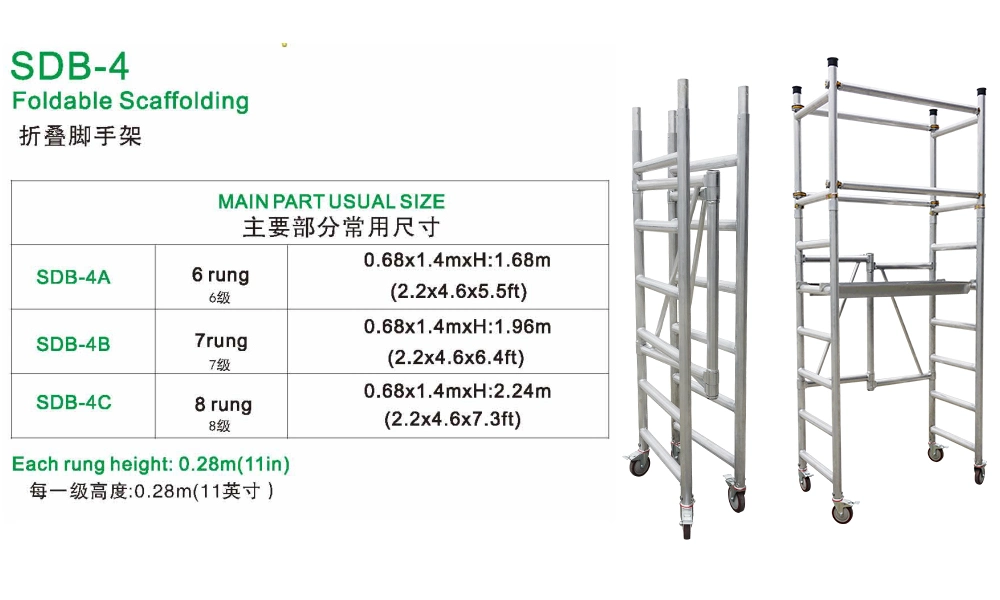 Foldable Scaffolding Aluminum/Aluminium Portable Mobile Scaffold