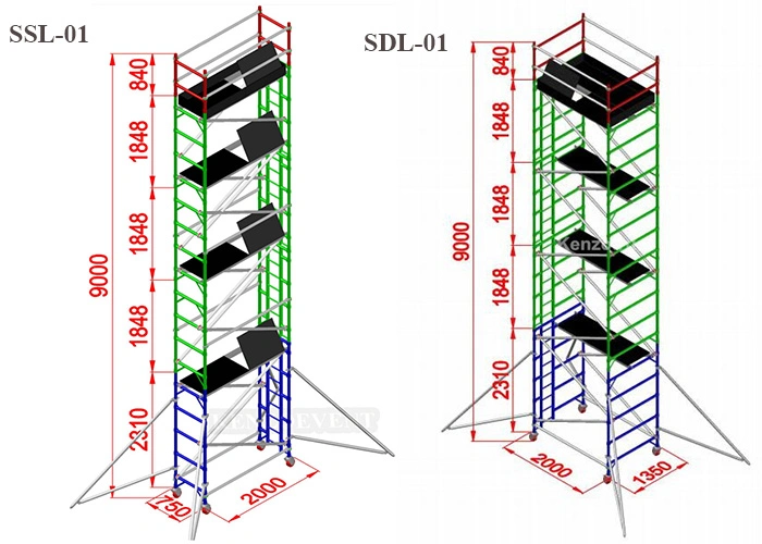 China Aluminum Scaffolding Stair Tower Construction Mobile Scaffolding for Sale