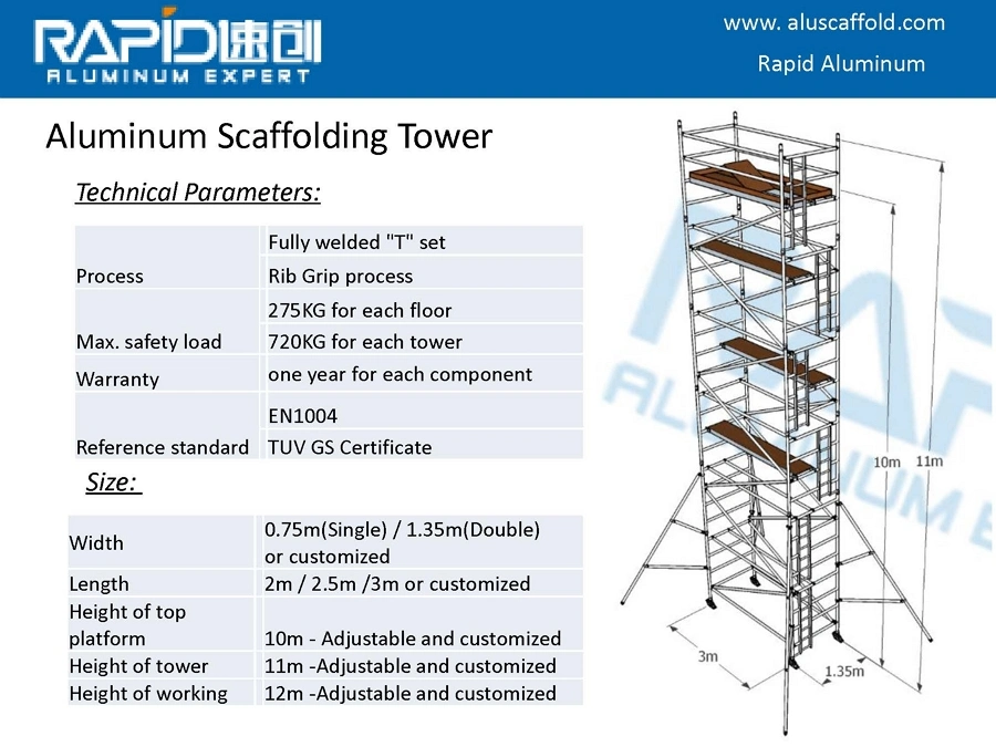 Aluminum Working Power Scaffold Scaffolding Communication Transmission Mobile Tower