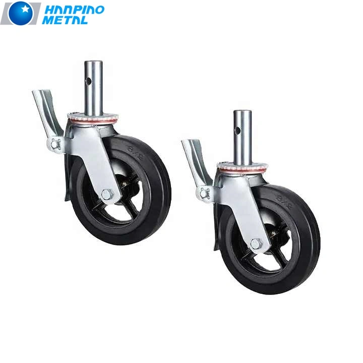 Heavy Duty Scaffold Caster Wheel with Brake PU Cast Iron Scaffolding Caster