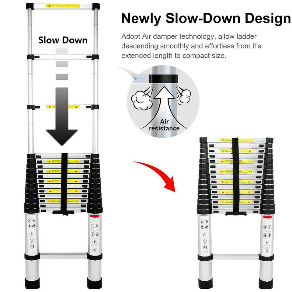 2023 New Design Extension Aluminium Folding Soft Close Telescopic Ladder