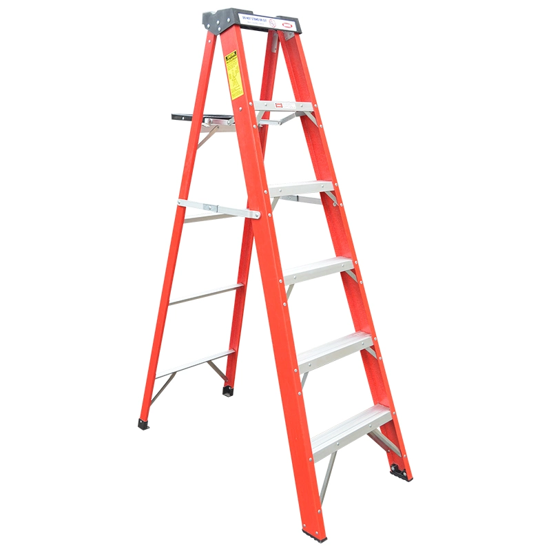 Double-Sided Attic Fiberglass Folding Step Ladder (double riveted and aluminum feet)