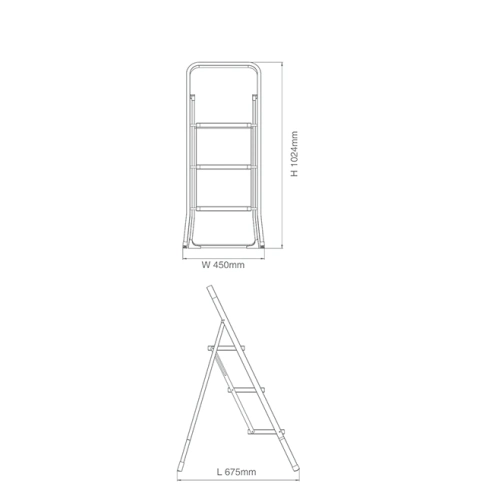 2 Steps Folding Stainless Steel Foldable Scaffold Aluminium Ladder