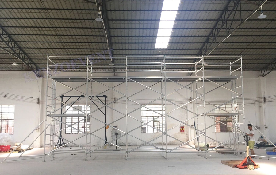 Double Width Aluminum Movable Scaffolding Tower for Decoration