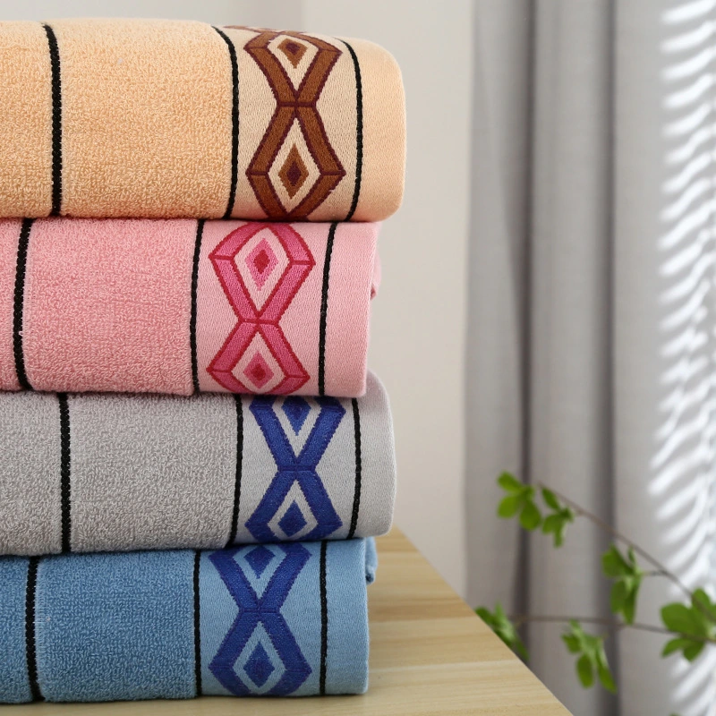 Geometric Rhombus Cotton Towel Hotel Soft and Efficient Absorbent Non Depilation Bath Towel