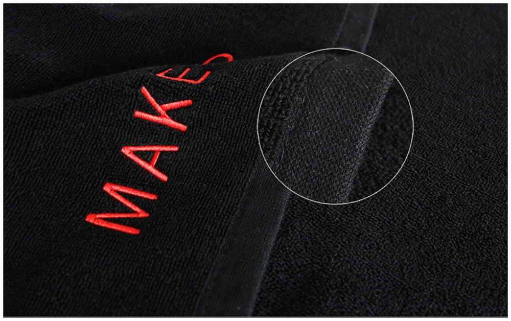 Custom Logo Absorbent Hand Gym Beauty SPA Hairdressing Salon Home Hair Care 100% Cotton Black Bath Towel