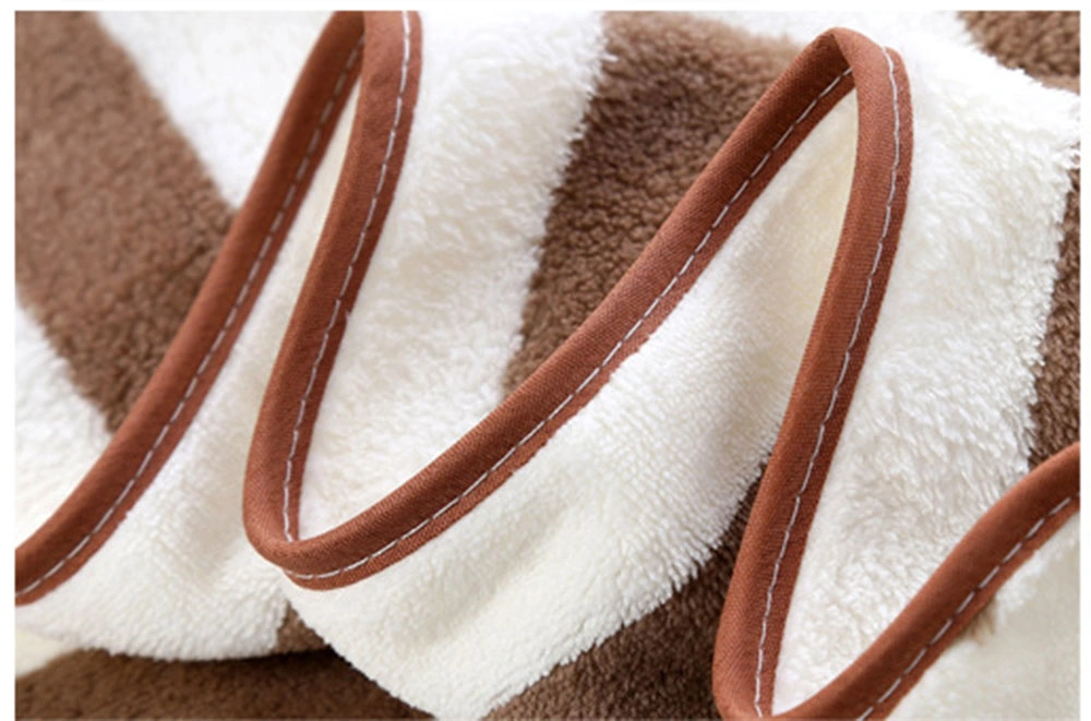Exquisite Custom Logo Microfiber Coral Fleece Color Stripe Bath Hand Facial Towel Set