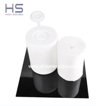 Wholesale Anti-Bacterial Dry Spunlace Wipes Factory Without Alcohol Antibacterial Dry Wipers Non Woven Dry Wipers Rolls in Blank White Canister/Barrel