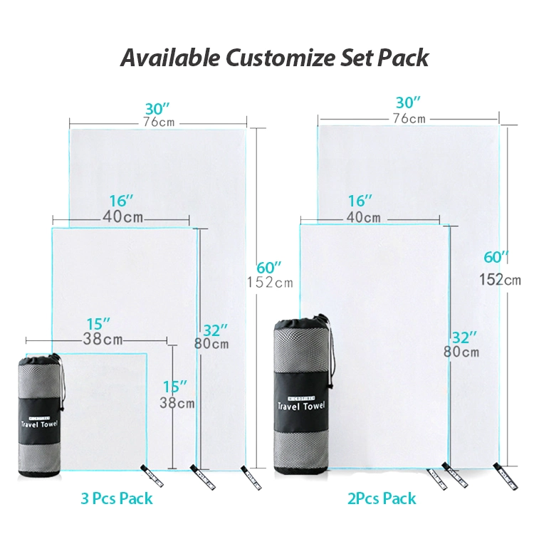 Promotional Portable Face Towel Hand Towel for Travel Hotel, Customized Logo Printed Quick Dry Microfiber Sport Gym Swimming Bath Towel with Hanger Loops