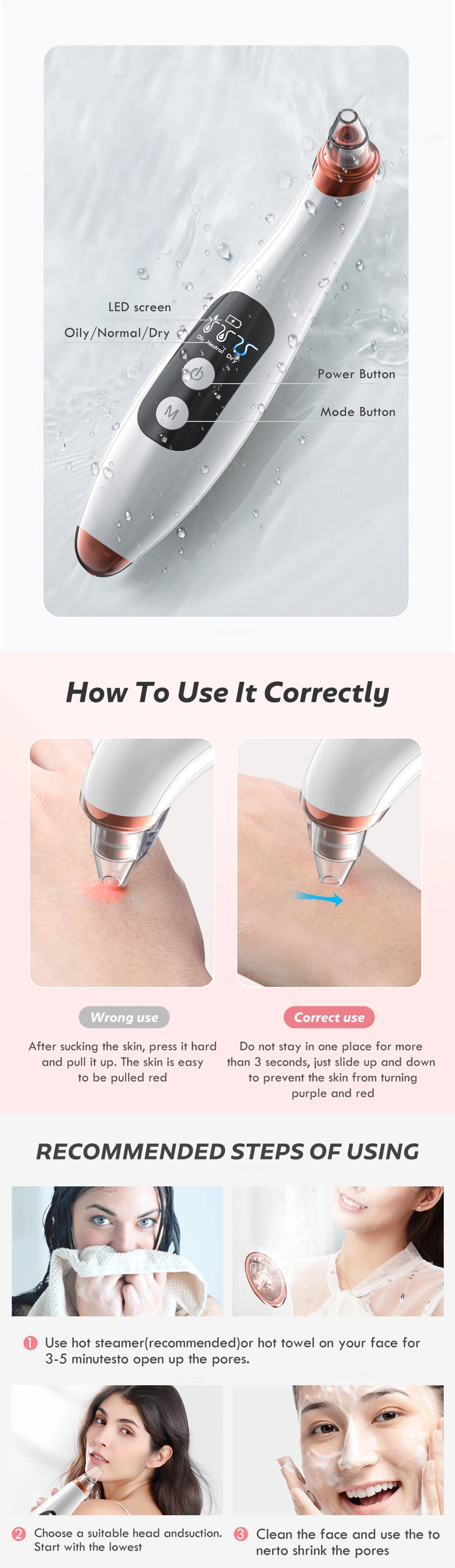 Facial Pore Deep Cleaning Vacuum Blackhead Acne Pimple Remover
