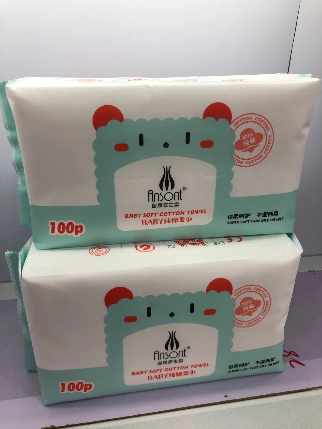 Disposable Organic Viscose Non Woven Wet & Dry Use Baby Facial Towel