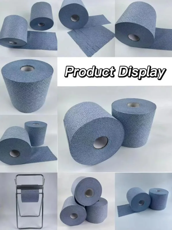 Oil Absorbency Car Cleaning 70GSM Blue 100% Polypropylene Meltblown Industrial Wipers Roll