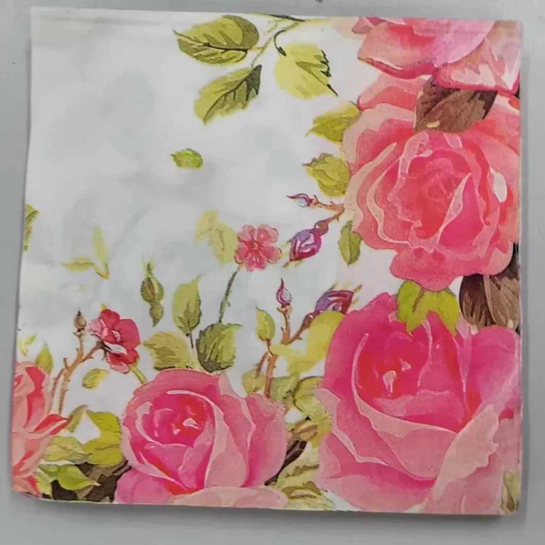 100% Pure Wood Pulp Flower Theme Rose Pattern Custom Paper Towels