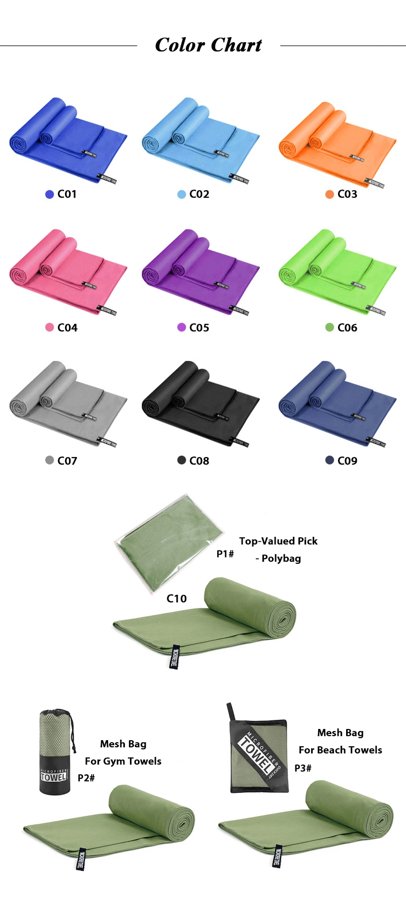 Promotional Portable Face Towel Hand Towel for Travel Hotel, Customized Logo Printed Quick Dry Microfiber Sport Gym Swimming Bath Towel with Hanger Loops