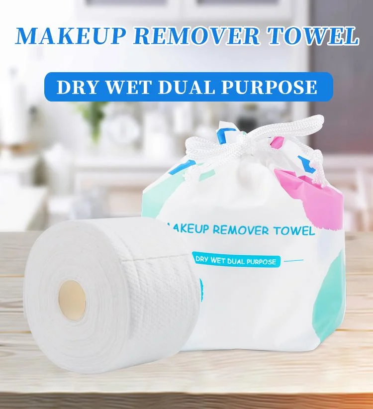 Factory OEM Disposable Cotton Tissue Baby Large Size Dry and Wet Use Face Cleaning Towel Roll
