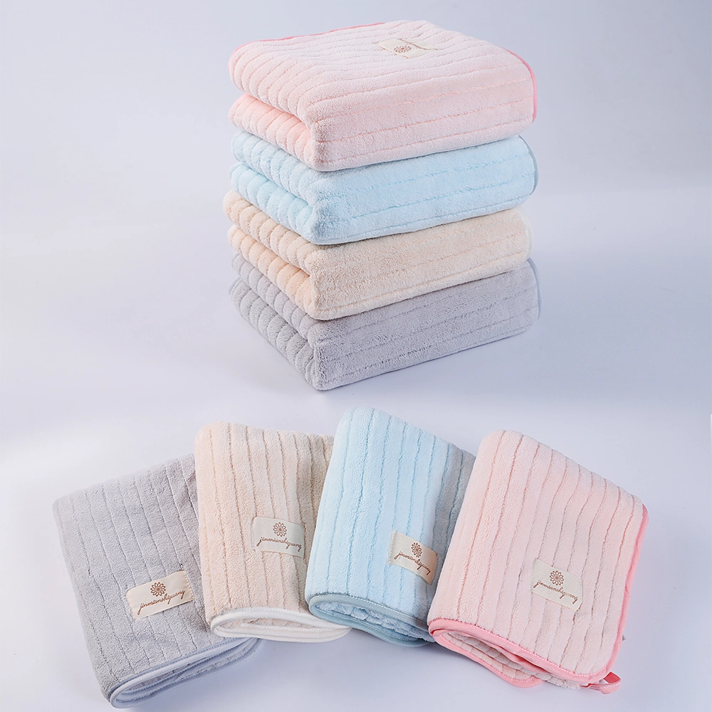 38*75cm 400GSM Skin-Friendly Body Drying Towel Luxury Customized Face Terry Towel White Embroidered Washcloth/ Hotel Bath Towel