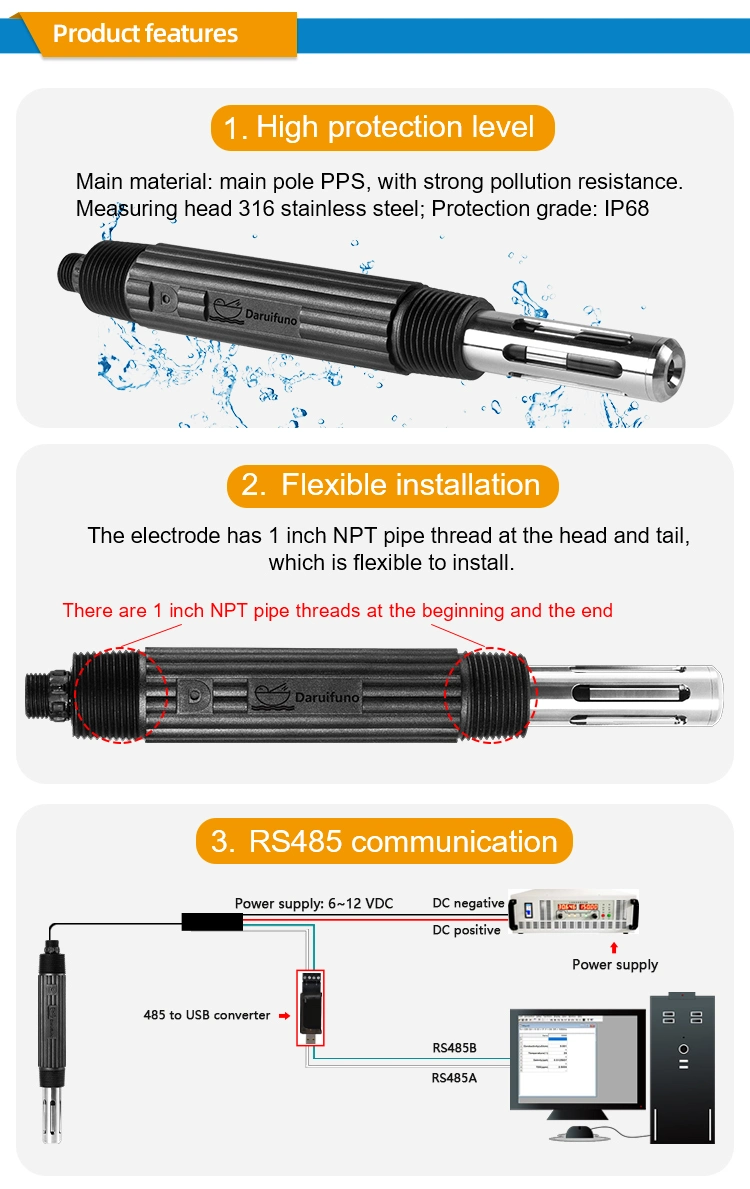 Online Digital Do Detector Dissolved Oxygen Sensor Probe for Water