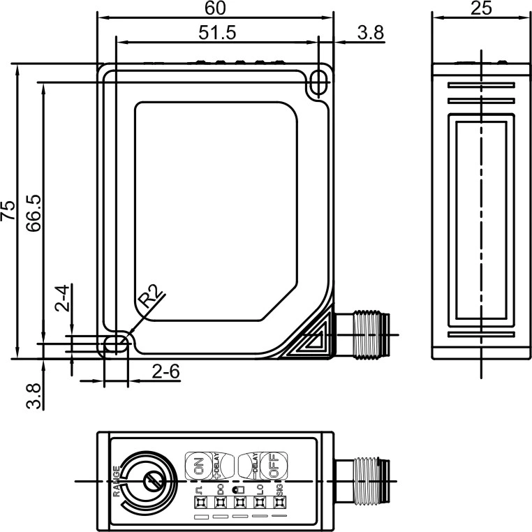 Background Suppression Ptb-Yc200 Diffuse Optical Sensor 10-30VDC with Connector Way