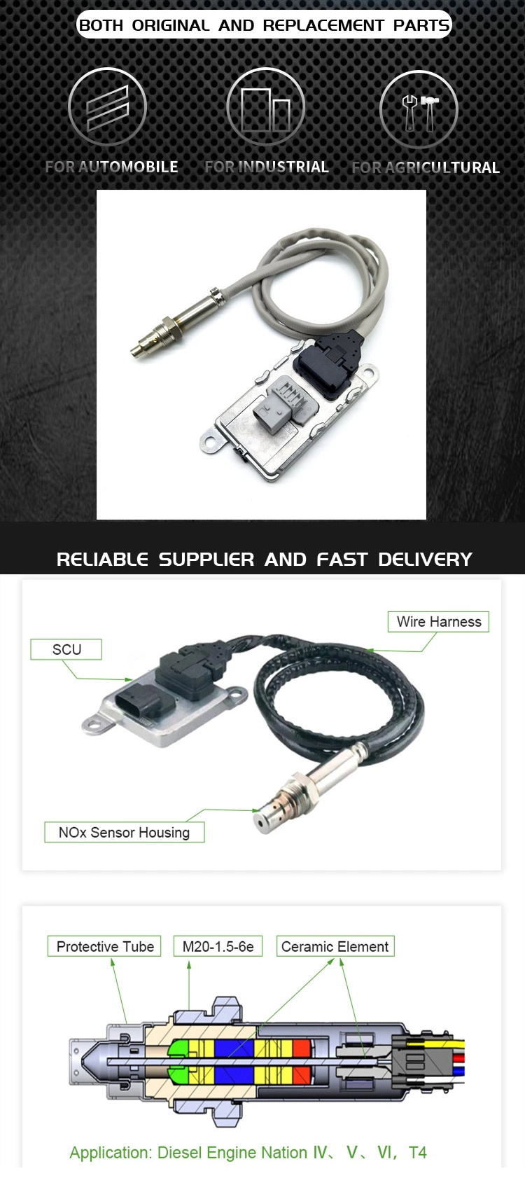 Nitrogen Oxygen Nox Sensor Probe for VW 5wk97235 5wk97226 5wk97254 5wk97264A