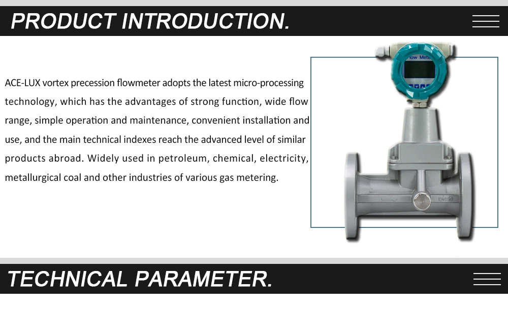 High Precision Vortex Precession Flowmeter Swirl Vortex Precession Flow Meter for Oxygen