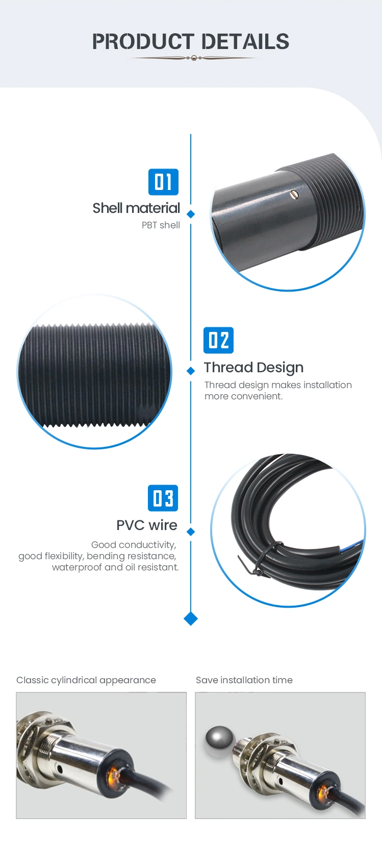 Siron Diffuse Reflection/Specular Reflection/Correlation Optional Optical Sensor M18 Photoelectric Sensors