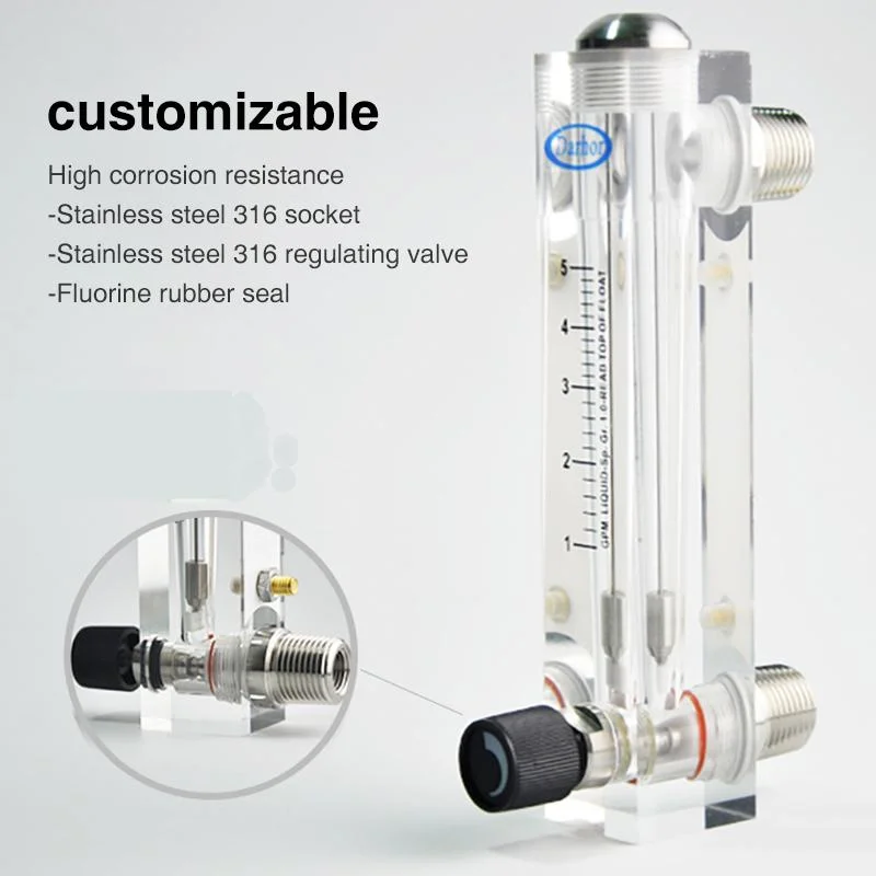 Acrylic Rotameter Panel Mount Air Flow Meter Gas Flow Meter Lab Oxygen Ar N2 Flowmeter