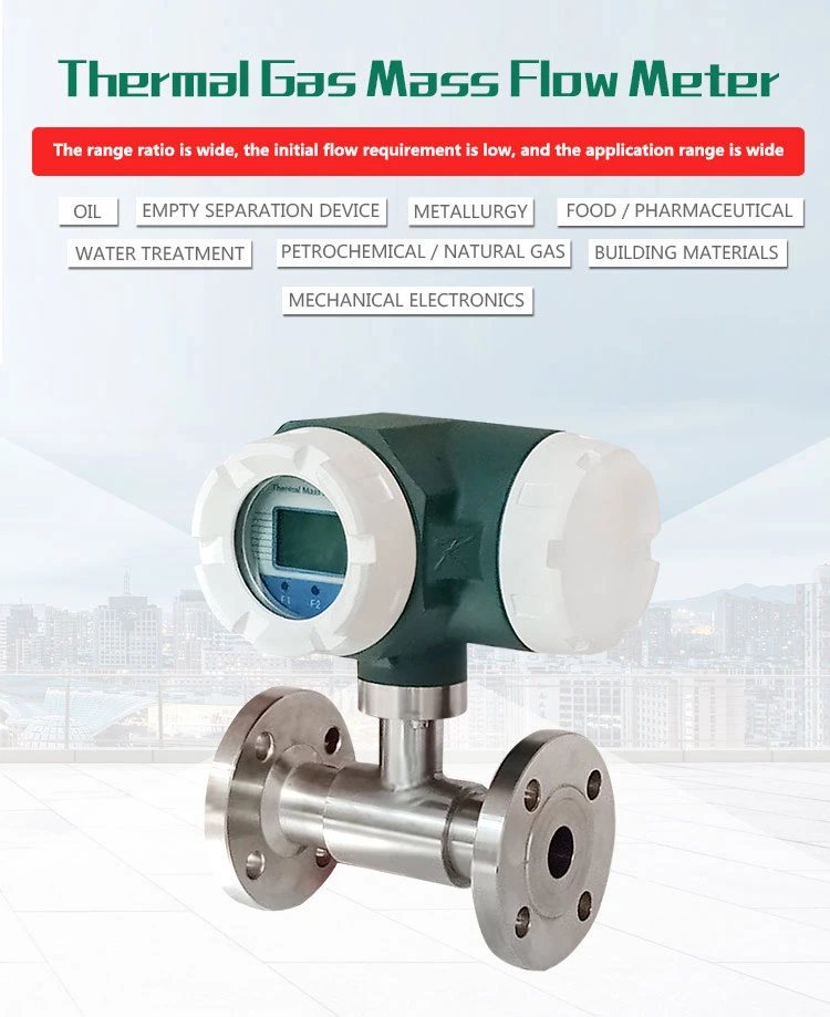 Thermal Gas Mass Flowmeter Micro Flow Compressed Air Oxygen Nitrogen Argon Methane Flowmeter Meter DN50plug in Type