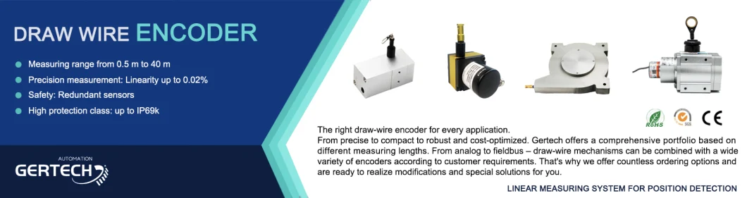 Gi-D100 Series 0-7000mm Draw Wire Encoder Ssi Modbus, 4-20mA, 0-10V, Canopen, Parallel, Ethercat, Profinet Absolute Linear String Encoder