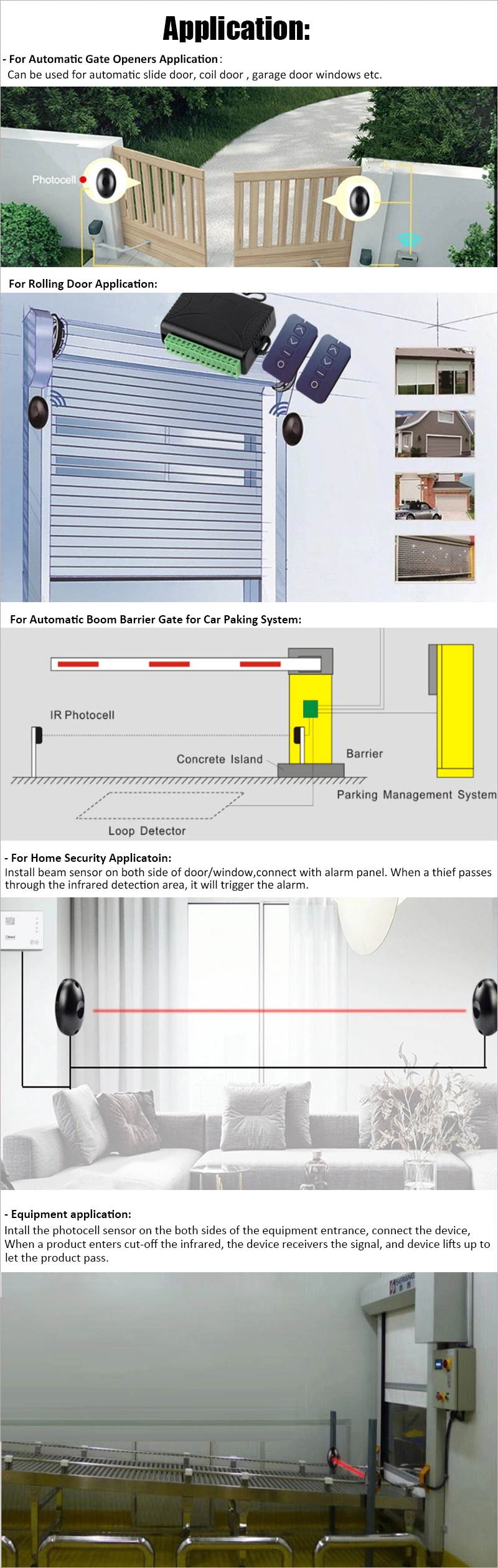 Infrared Photo Beam Sensor for Gate Automation Photocell IR30 for Automatic Gate Openers