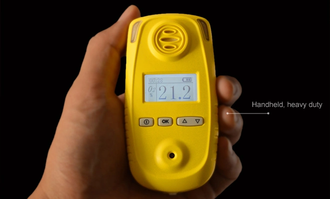 Handheld O2 Gas Meter, Battery Powered Single Gas Analyzer with Long Probe O2 Sensor
