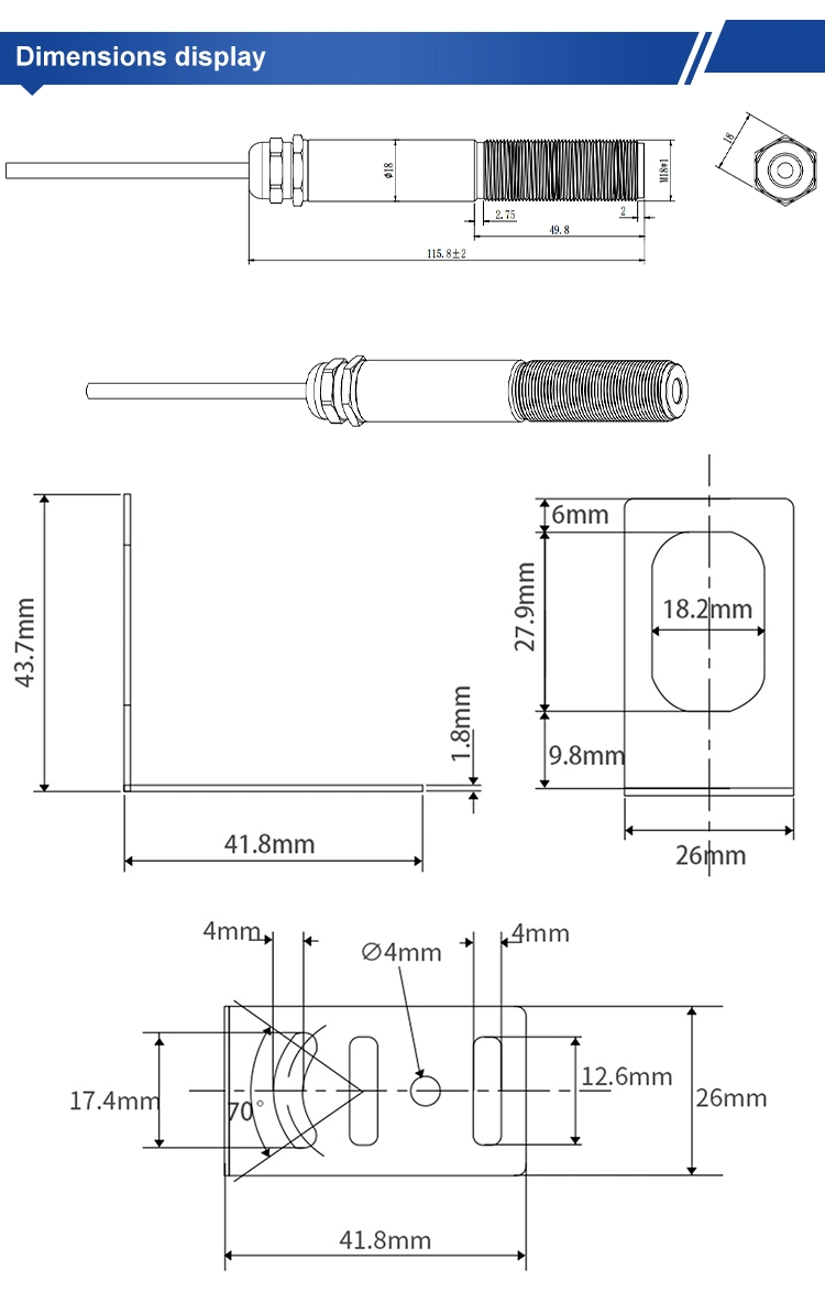 Biedas 70bc/70bcf Factory Supply High Quality Optical Pyrometer Non-Contact Infrared Temperature Sensor