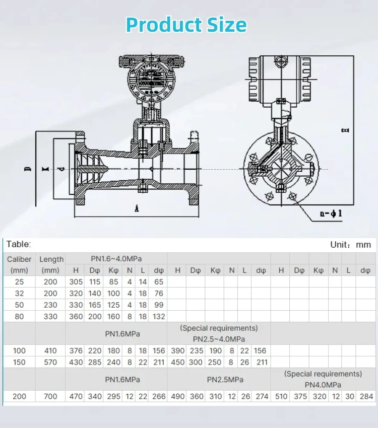 Precession Vortex Flowmeter Natural Gas Methane Air Nitrogen Oxygen Gas Flow Meter