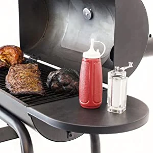 Charcoal Grill Offset Smoker with Cover 811 Square Inches Black Outdoor Camping 3 Burner BBQ Propane Gas Grill Patio Garden Barbecue Grill Two Foldable Shelves