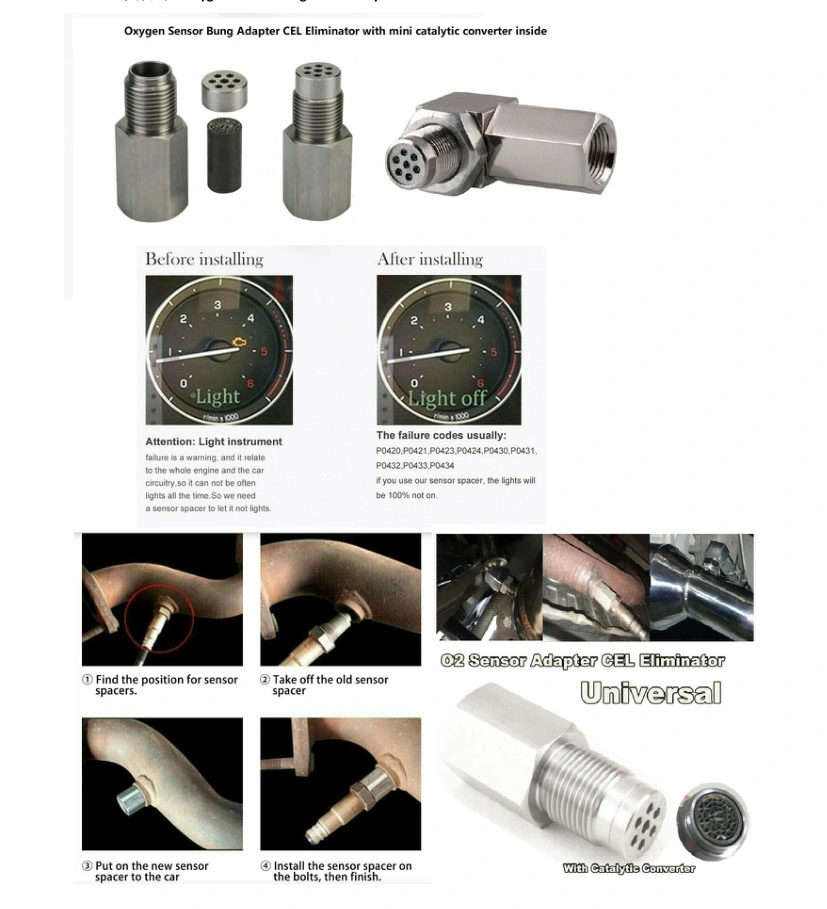 Universal Cel Fix Check Engine Light Eliminator O2 Oxygen Sensor Adapter Mini Extender Spacer Bung Catalytic Converter M18X1.5