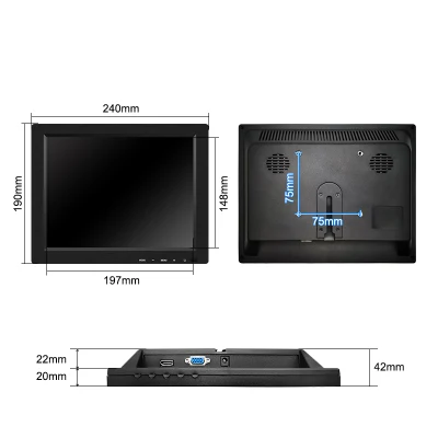 Custodia in plastica montaggio a parete Mini computer industriale IPS da 9.7&quot; Monitor LCD con porta VGA HMI per uso industriale