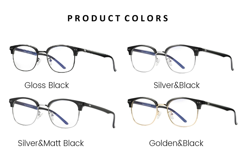 Men Retro Clear Lens Metal Optical Frames Glasses Frame Optical Half Frame Computer Anti Blue Light Blocking Glasses