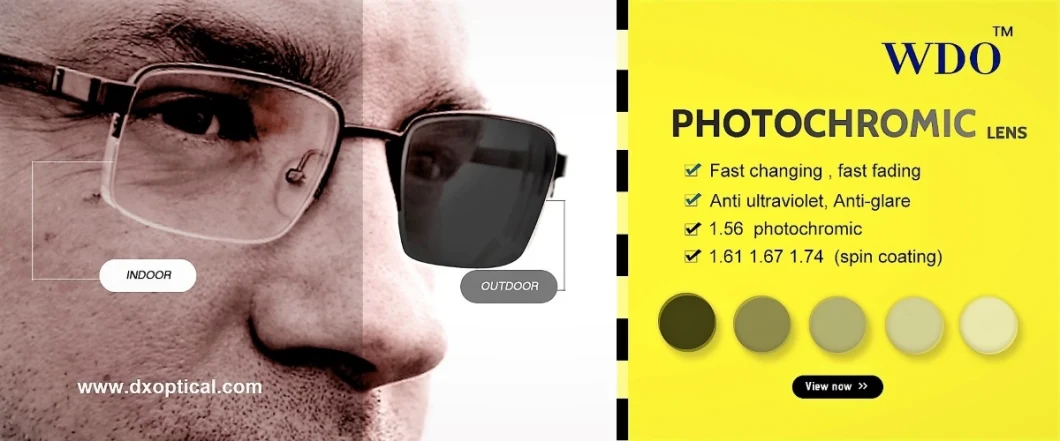 Finished 1.56 Single Vision Pgx Photochromic Photo Grey Photo Brown Optical Lenses